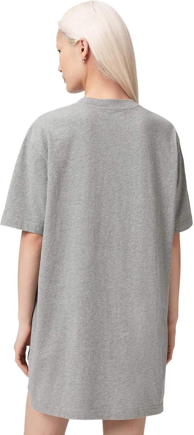 AllSaints Women's Chains Tee Dress – Grey Melange Cotton Short Sleeve Dress AllSaints