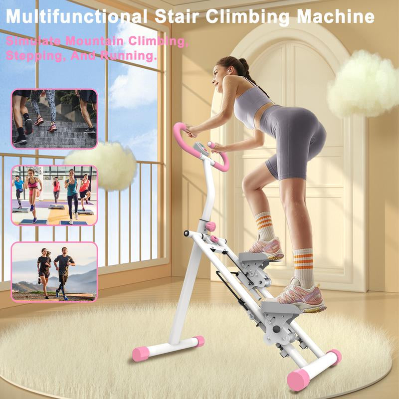 Vertical Climber Stair Stepper for Full-Body Workout with LCD Display Adjustable Handlebars and Pedals 300LBS Loading Capacity Compact Folding Cardio Exercise Climber with Adjustable Step Range - Kiki of DC Styles Store