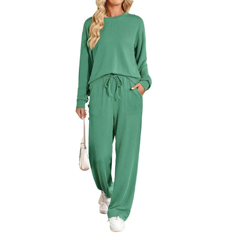 Lounge Sets for Women 2 Piece Outfits Casual Long Sleeve Sweatshirts and Wide Leg Pants Tracksuit Sets