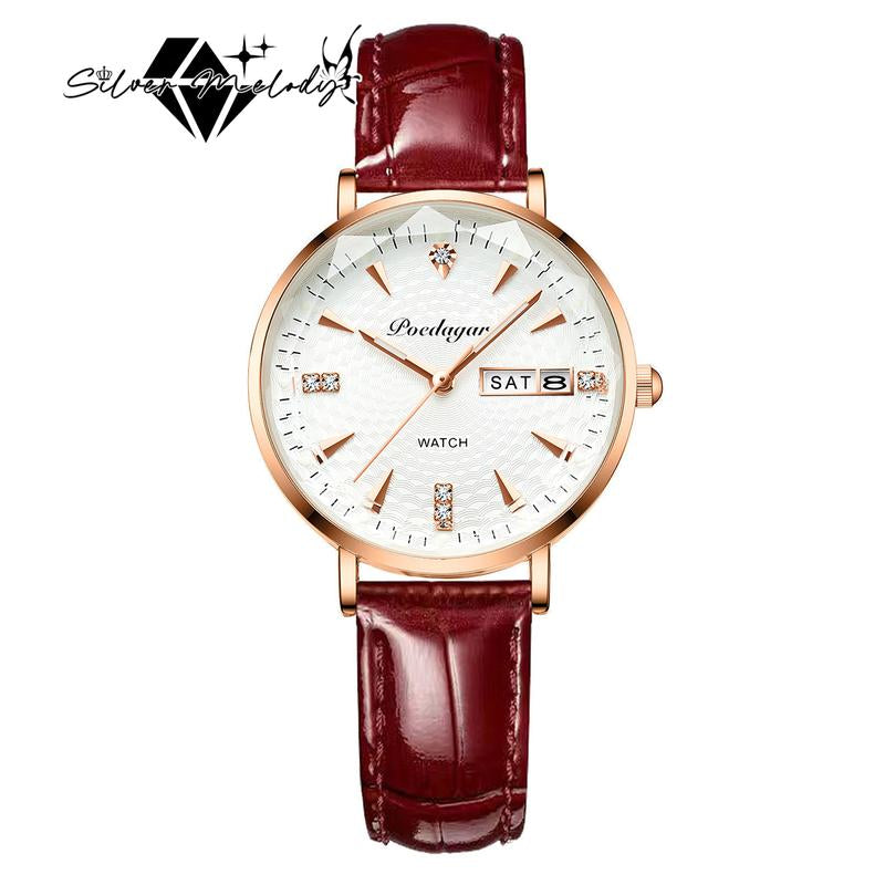 Silvermelody Waterproof Luminous Women'S Watch Female Student Korean Style Trendy Dual Calendar Quartz Watch Ultra-Thin - Kiki of DC Styles Store