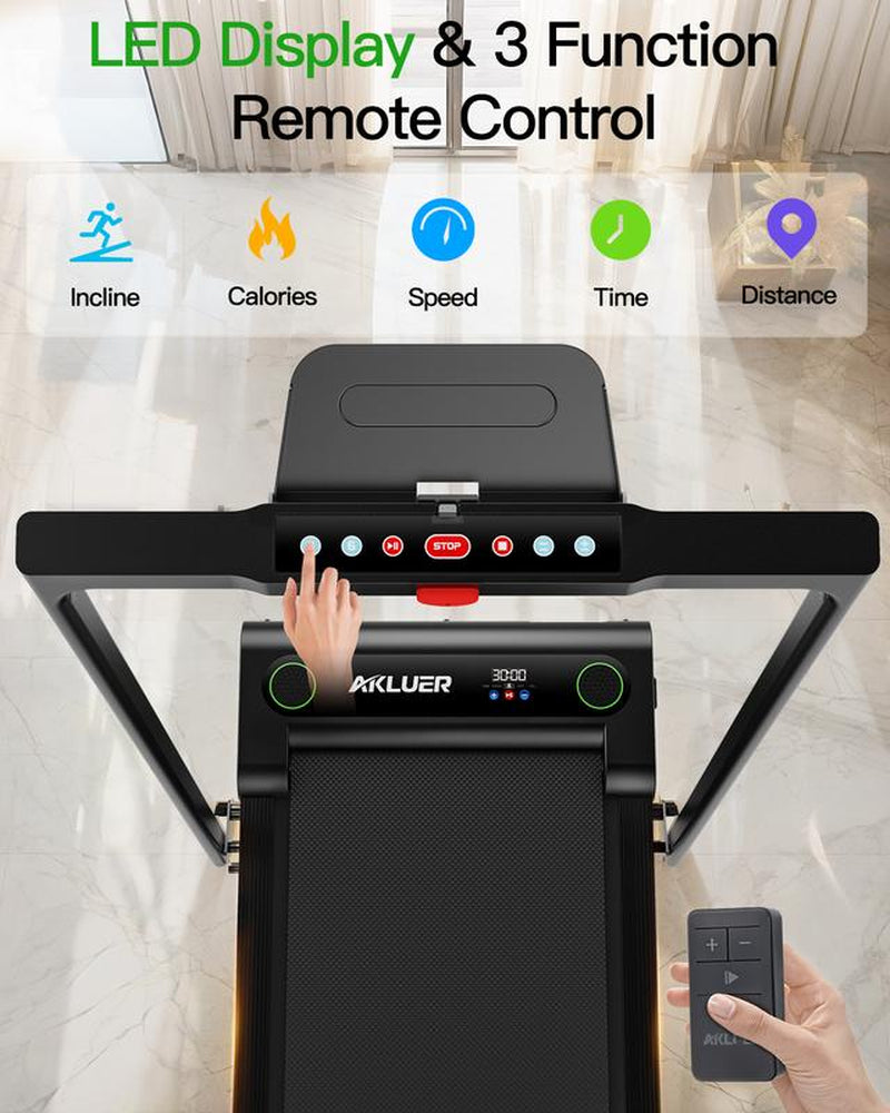 [Foldable Handle Bar with 5% Incline Treadmill]Dealsforyoudays Akluer Walking Pad,Foldable Handle Bar ,Large-Area Rubber Running Belt,Top Speed Reaches 7.6MPH ,Remote Control for Remote Adjustment - Kiki of DC Styles Store