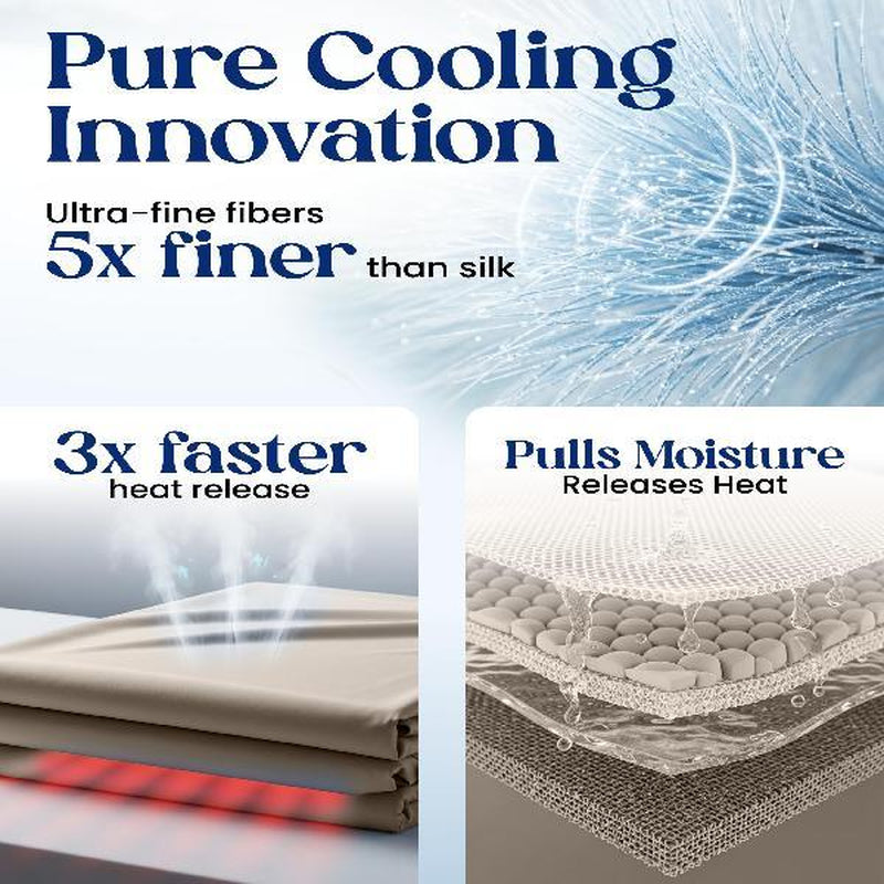 SLEEPHORIA 4 PC Cooling Sheets California King Size Bed Set - Temperature Regulating Bedding for Hot Sleepers - Deep Pocket Cooling Bed Sheets for Night Sweats and Comfort (Beige) - Kiki of DC Styles Store