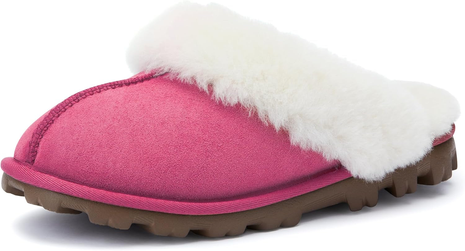 Women'S Genuine Australian Sheepskin Slippers, 100% Shearling, 8Mm Memory-Foam, Hard Bottom Slipper