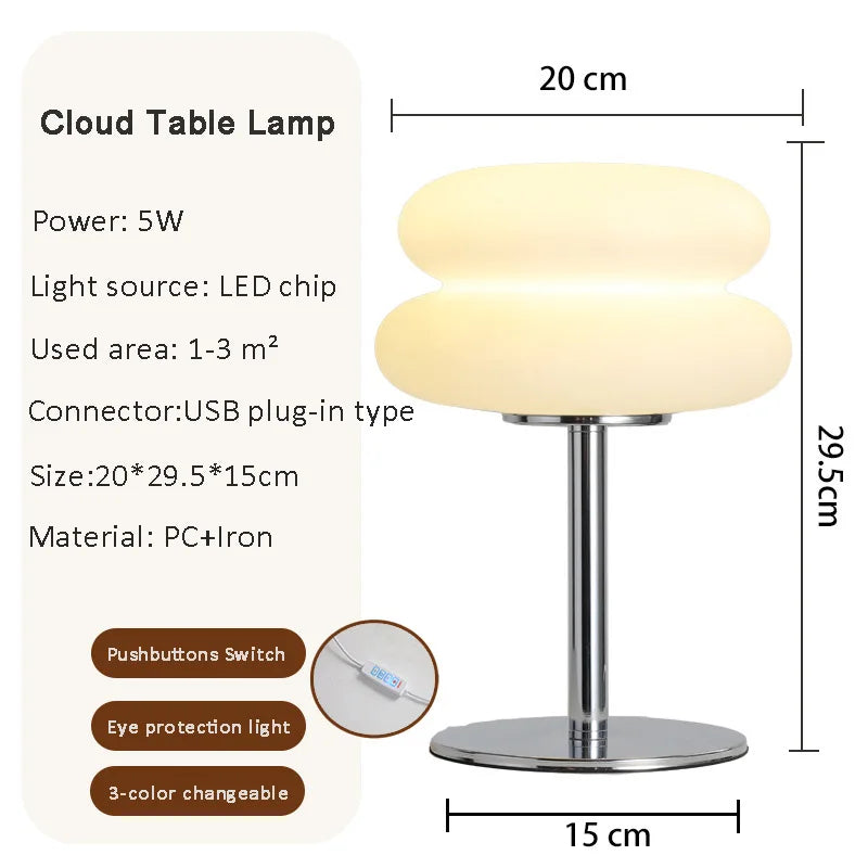 Macaron LED Table Lamp Trichromatic Dimming Living Room Atmosphere Lamps Eye Protection Night Light Girl Bedroom Bedside Decor - Kiki of DC Styles Store