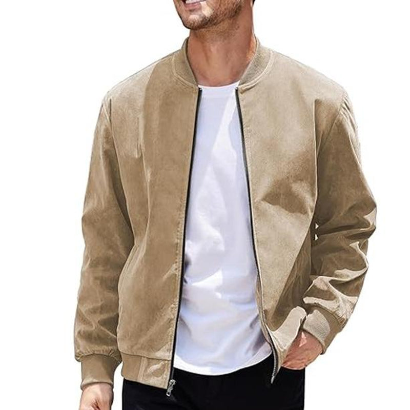COOFANDY Men'S Casual Sports Jacket Retro Lightweight Suede Baseball Jacket, Fashionable Street Style Jacket, Suede Fabric Fashionable Comfortable Jacket, Men'S Top Coat, Men'S Jacket Coat - Kiki of DC Styles Store