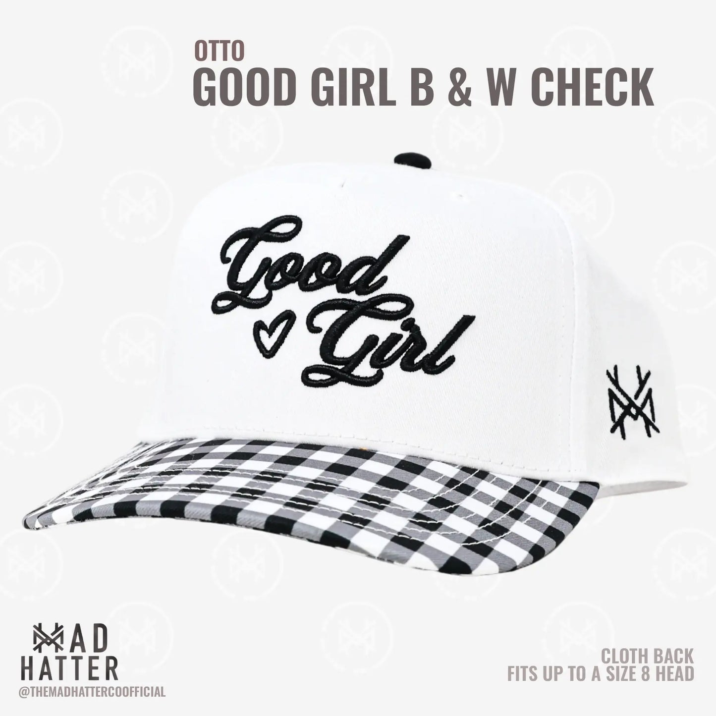 Elevate Your Style with the Good Girl 3D Puff Embroidered Trucker Hat - Adjustable Snapback for Women, Fits Up to Size 8!