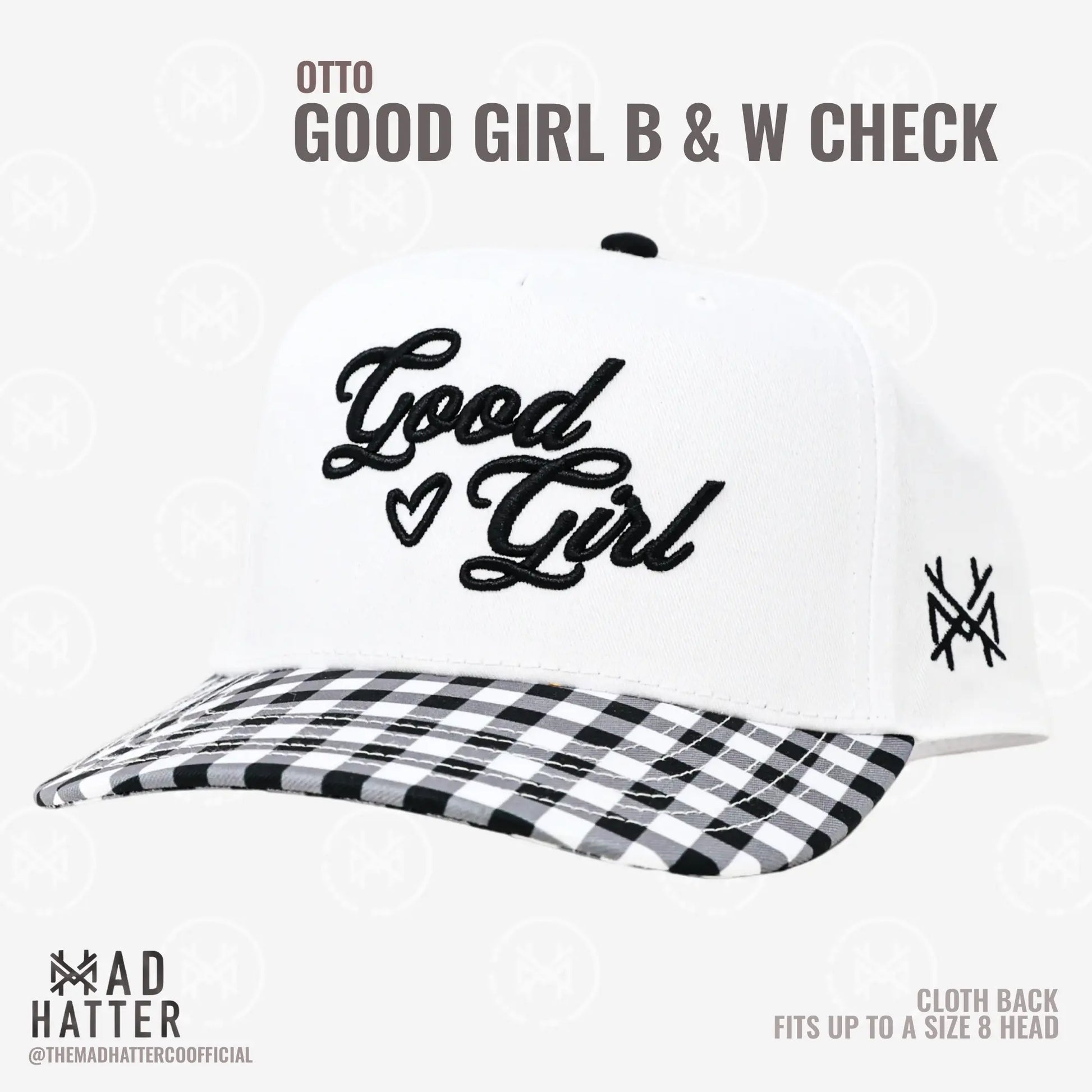 Elevate Your Style with the Good Girl 3D Puff Embroidered Trucker Hat - Adjustable Snapback for Women, Fits Up to Size 8!