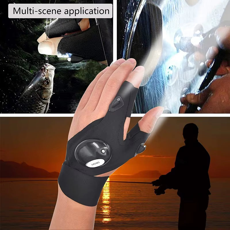 Fingerless Glove LED Flashlight Waterproof Torch Fishing Camping Hiking Survival Safety Multi Light Night Tool Outdoor Tool - Kiki of DC Styles Store
