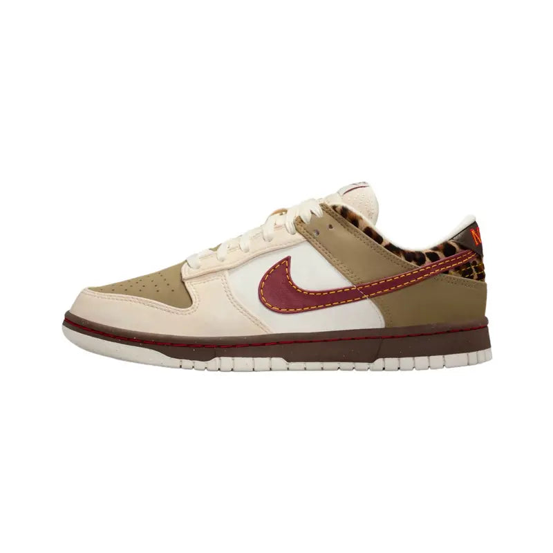 Nike Dunk Low Retro Leopard Khaki Team Red Women’S - Perfect for Casual Footwear Walking Shoes Sneaker Trainer Girl