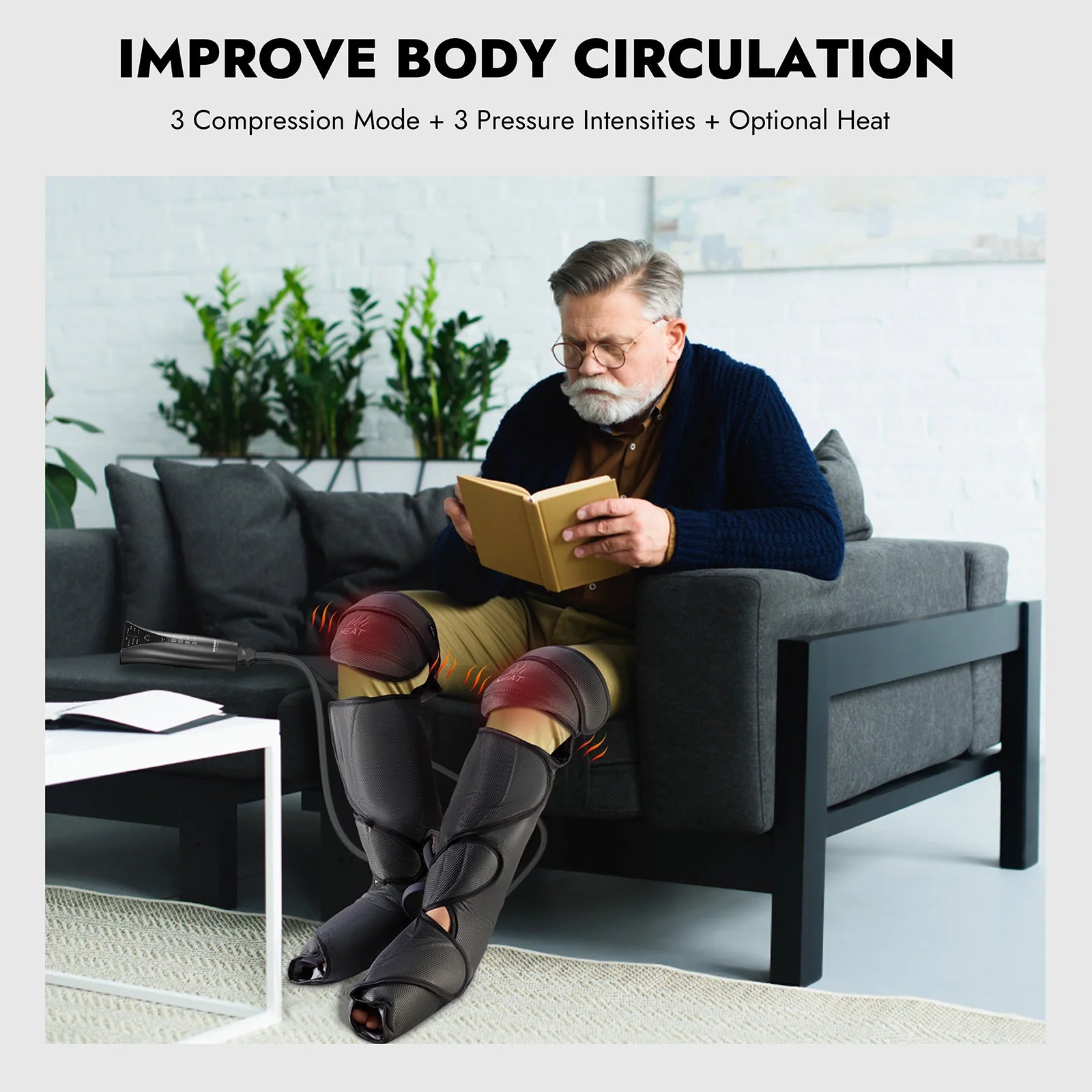 Leg and Foot Massager for Circulation with Knee Heat, Handheld Controller with Multiple Massage, for Relaxation Muscles FSA/HSA Eligible