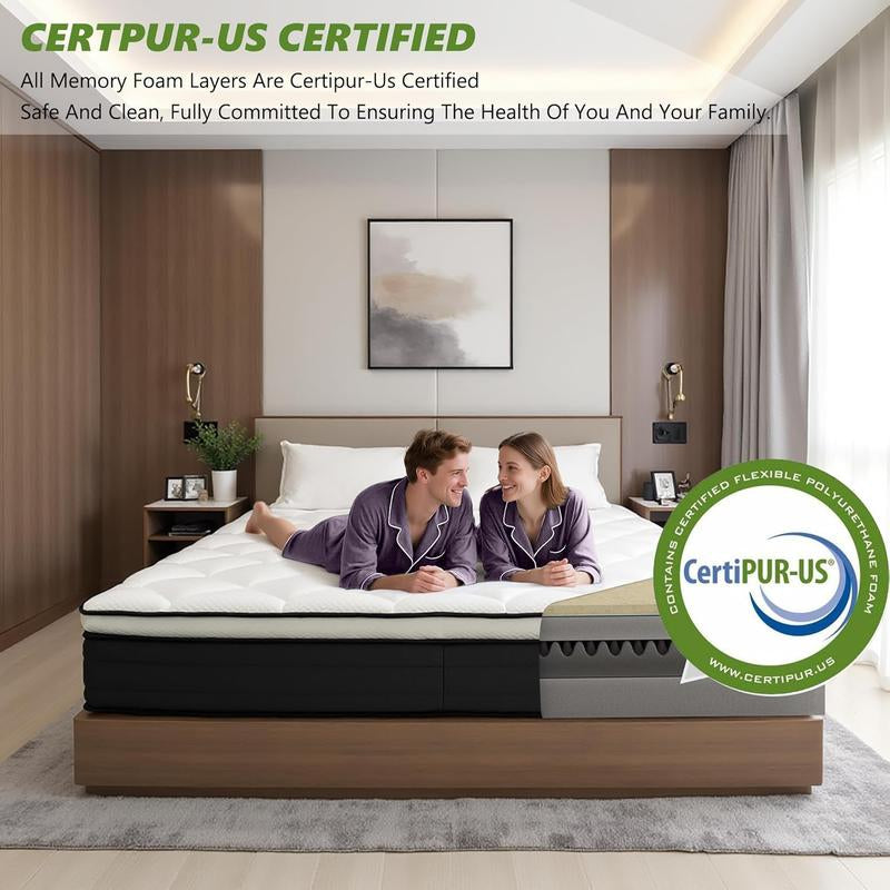 Hybrid Queen Size Cooling Gel Memory Foam Mattress, 10 Inch Soft Mattress with Independent Spring Support for Pressure Relief & Medium Firmness Ideal for Back Sleepers - Kiki of DC Styles Store