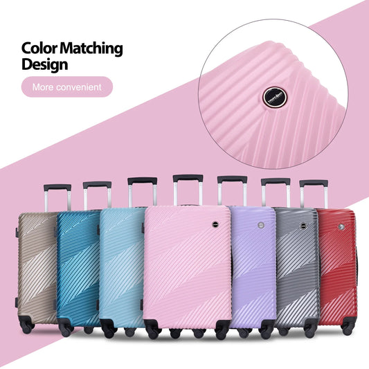 Luggage 3 Piece Set,Suitcase with Spinner Wheels Hardside Lightweight Luggage 20In24In28In.(Pink)