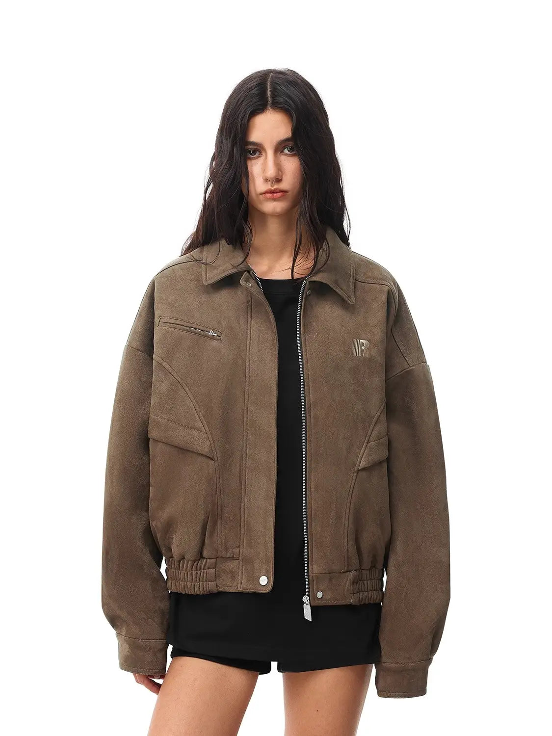 Barn Jacket with Detachable Leopard Collar FDR Unisex Plain Casual Minimalist Loose Fit Women'S Coat Pu Patchwork Trendy Outerwear for Daily Wear Heavyweight Zipper Short Tops Womenswear #Valentinesday #Tiktokshopjumpstartsale #Valentinesdaygift Springsta