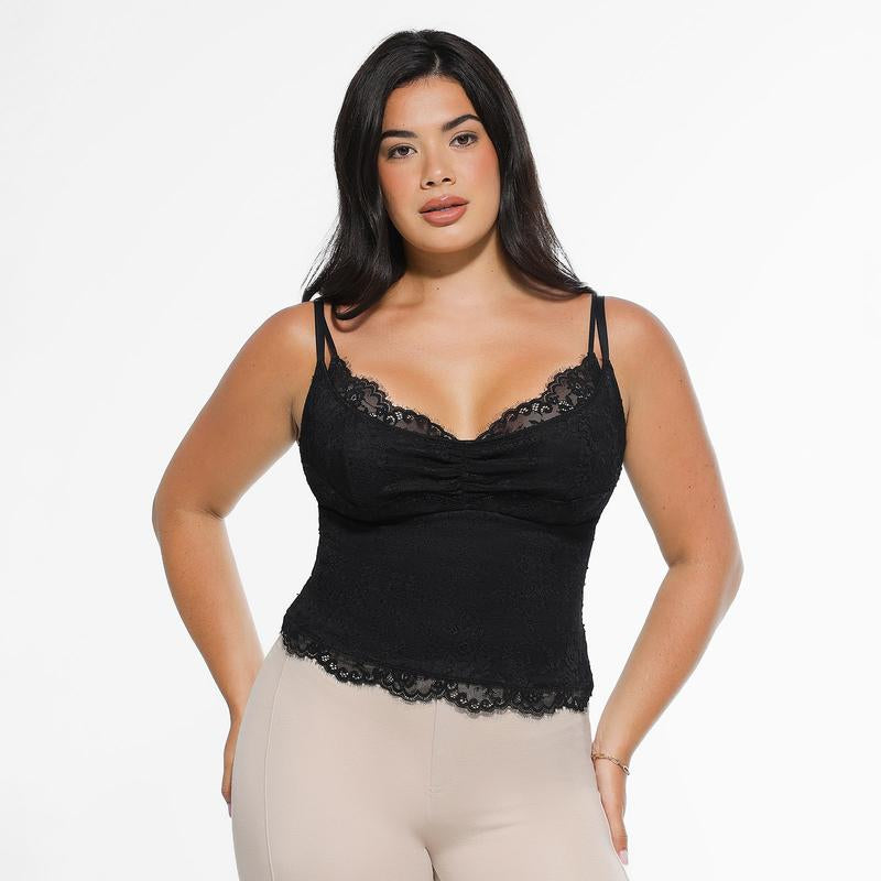 Popilush Sexy Lace Top - Deep U Neck Adjustable Straps for Women - Kiki of DC Styles Store