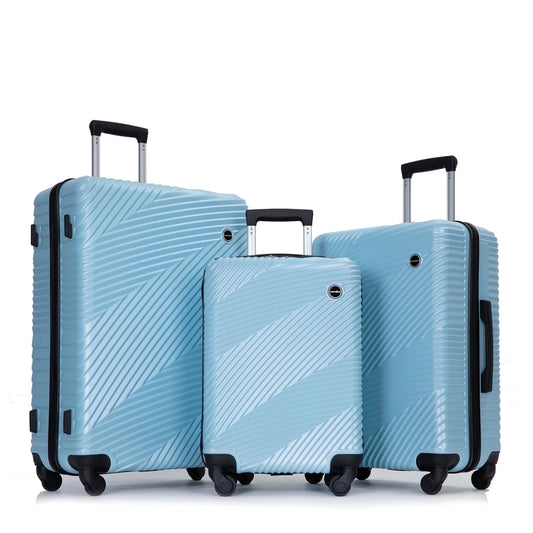 Luggage 3 Piece Set,Suitcase with Spinner Wheels Hardside Lightweight Luggage 20In24In28In.(Aqua Blue)