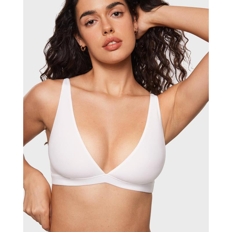 INLYRIC Women's Soft Plunge Bralette - Deep V Unlined Triangle Sleep Bra for Ultimate Comfort - Kiki of DC Styles Store