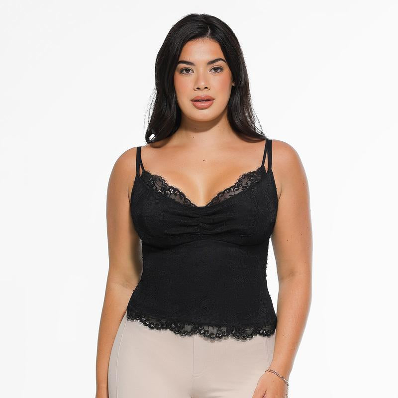 Popilush Sexy Lace Top - Deep U Neck Adjustable Straps for Women - Kiki of DC Styles Store