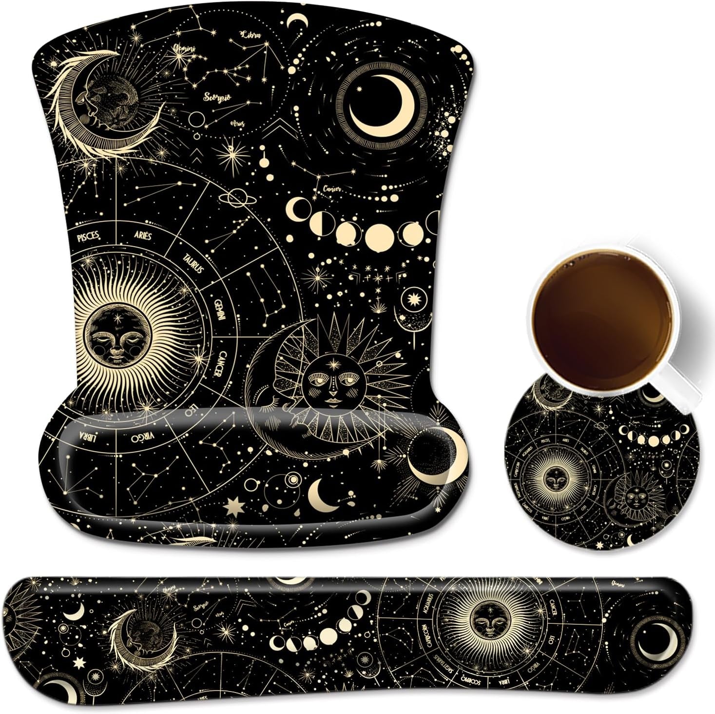 Ergonomic Mouse Pad with Wrist Rest Support and Keyboard Wrist Rest Pad, Cute Wrist Pad with Non-Slip Rubber Base and Raised Memory Foam, Easy Typing & Pain Relief, Four Seasons Tree - Kiki of DC Styles Store