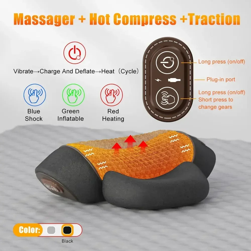 Electric Massager Cervical Pillow Hot Compress Vibration Massage Neck Traction Relax Sleeping Memory Foam Pillow Spine Support - Kiki of DC Styles Store