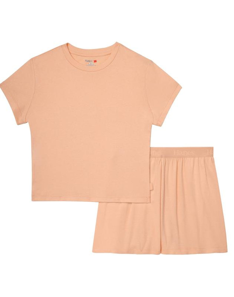 Hanes Originals Women's Supersoft Ribbed 2-Piece Lounge Set - Cropped Baby Doll Tee & Comfy Sleep Shorts