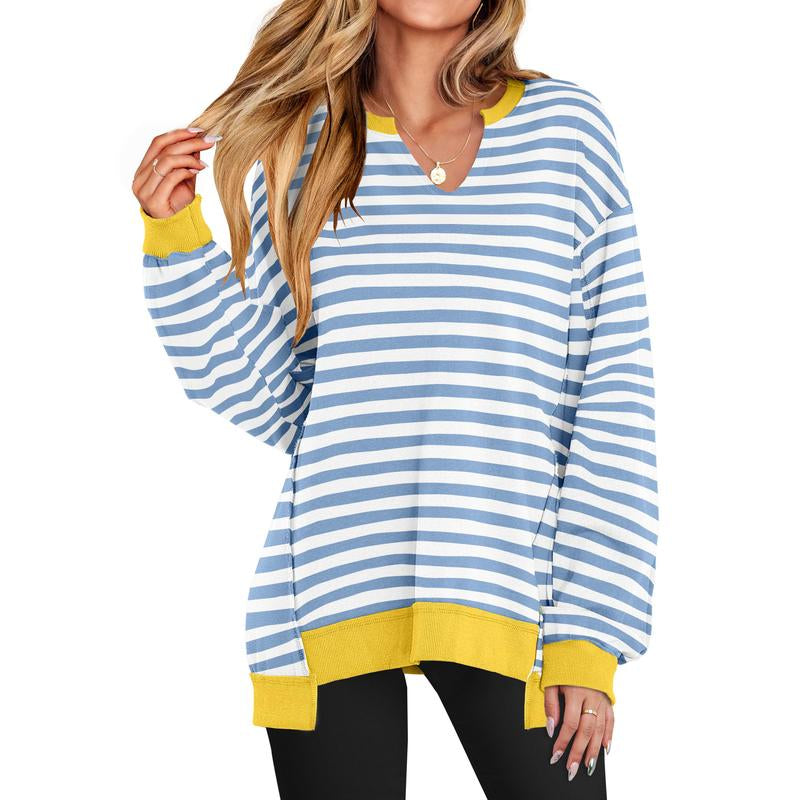 Oversized V Neck Sweatshirt for Women - Stylish Lightweight Long Sleeve Tunic for Winter Casual Wear and Teen Fashion - Kiki of DC Styles Store