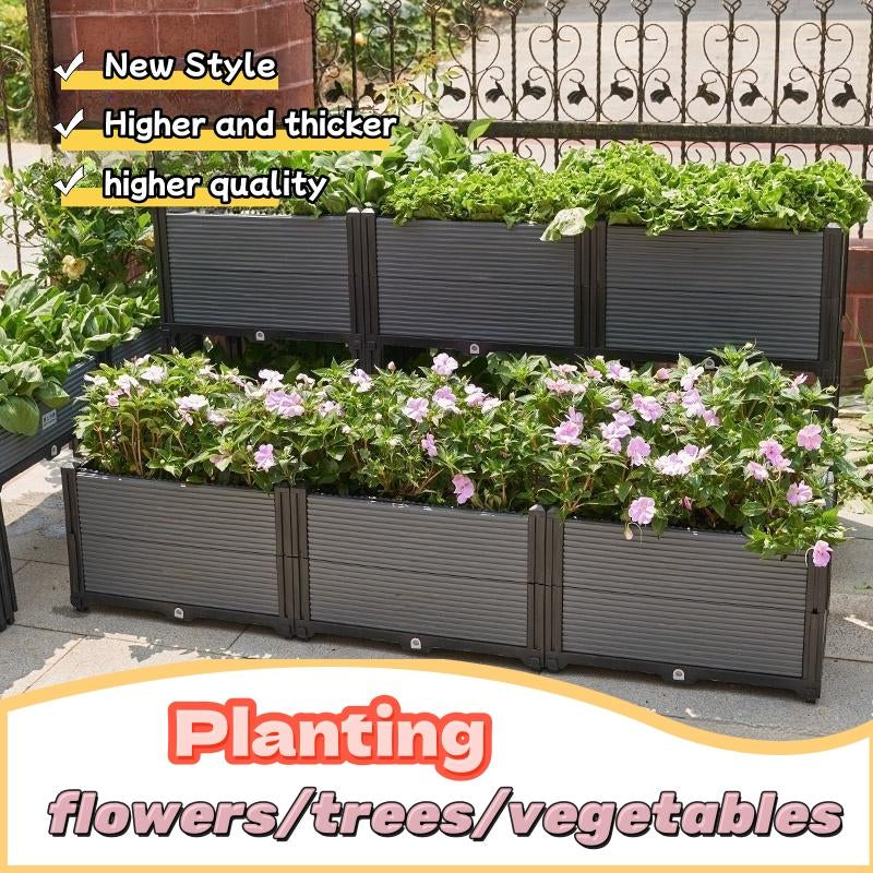 DIY Raised Garden Bed Weatherproof Stackable Planter Box for Flowers Herbs Vegetables UV Resistant Frost Proof No Tools Needed Drainage Water Storage System BPA Free Durable Materials - Kiki of DC Styles Store