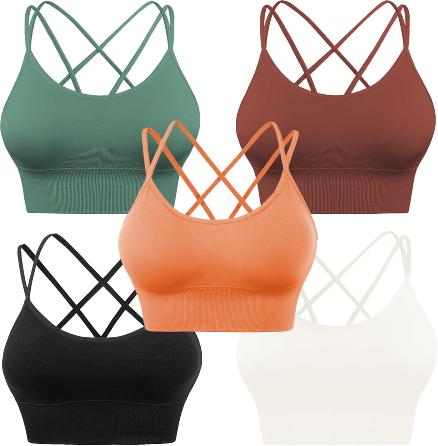 Cross Back Sport Bras Padded Strappy Criss Cross Cropped Bras for Yoga Workout Fitness Low Impact - Kiki of DC Styles Store