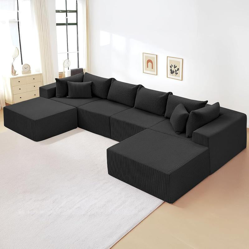 Oversize 131” L Shaped Modular Sectional Sofa Cloud Couches for Living Room,No Assembly Corduroy Convertible Sleeper Sofa Bed,Compression Memory Foam - Kiki of DC Styles Store