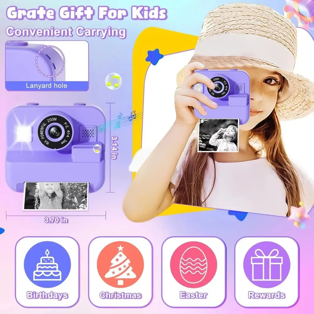 Children'S Mini Digital Video Camera with Thermal Printing & Multiple Image Stabilization, 32GB Card Included - Kiki of DC Styles Store