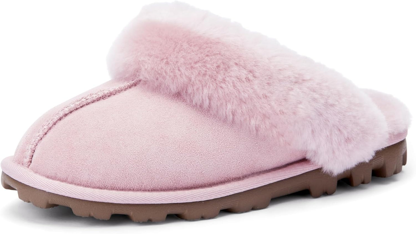 Women'S Genuine Australian Sheepskin Slippers, 100% Shearling, 8Mm Memory-Foam, Hard Bottom Slipper