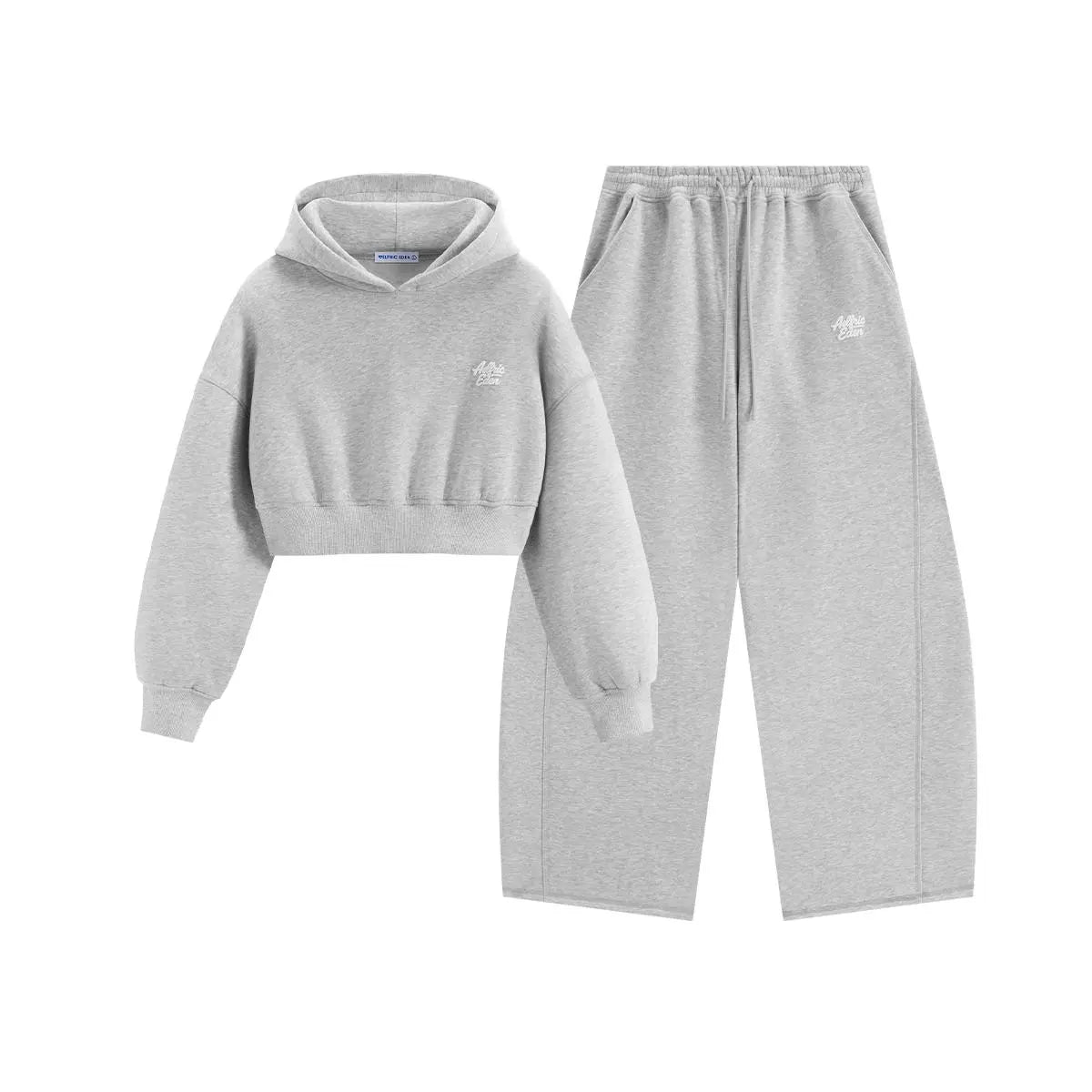 Aelfric Eden Y2K Cropped Hoodie Baggy Barrel Sweatpants Set 2 Piece Outfits Cozy Fleece Lounge Sweatsuit