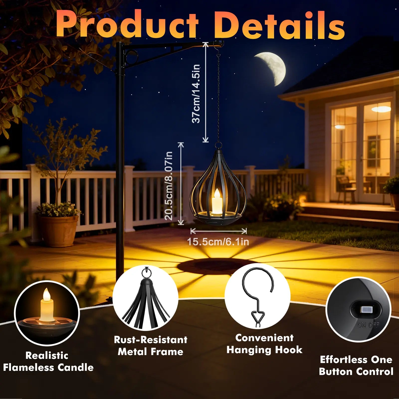Solar Garden Lights Outdoor, 2/4 Pack Metal Solar Water Drop Shape Candle Lantern 2026 New Design with Flickering Effect & Reflective Patterns, Auto On/Off, IP65 Waterproof, 20.5 CM × 15.5Cm,Outdoor Solar Powered Lights for Garden, Patio, Pathway