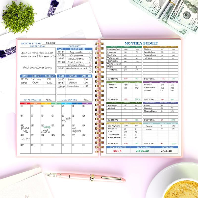 Budget Planner - Monthly Finance Organizer with Expense Tracker Notebook to Manage Your Money Effectively, Undated Finance Planner/Account Book, Start Anytimem,A5(8.6X5.9 Inchs),100Gsm Paper - Pink - Kiki of DC Styles Store