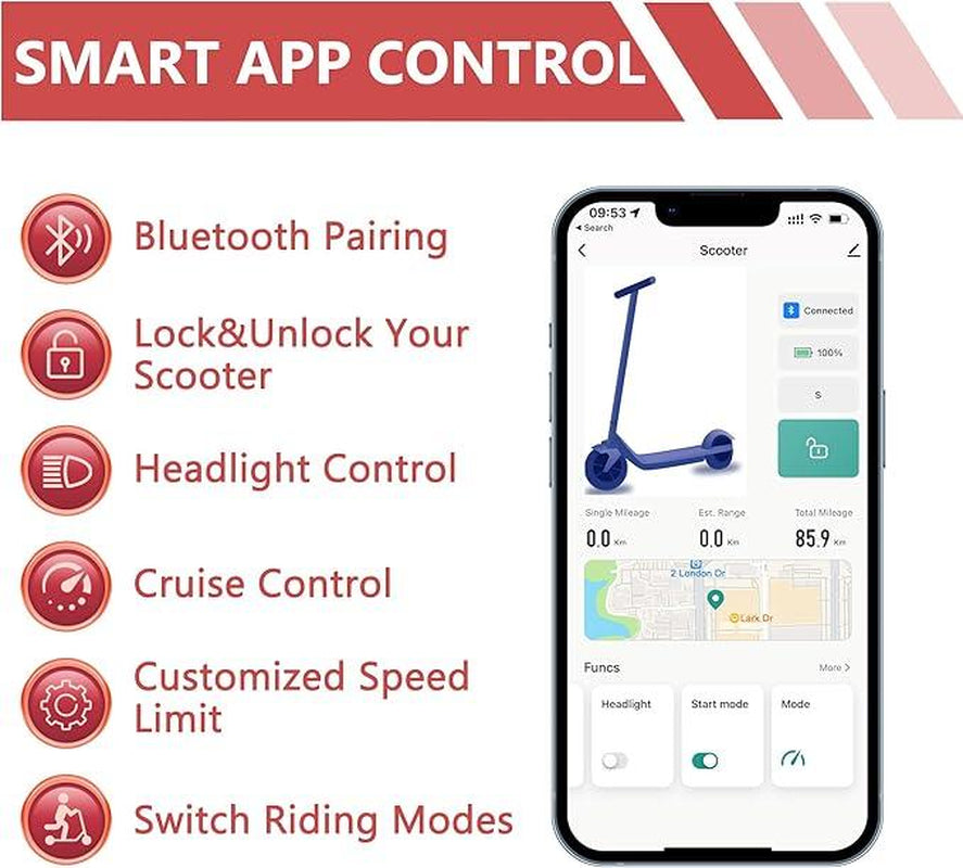 AOPO Electric Scooter for Adults, 350W Motor, Top Speed of 16Mph, 36V/7.8AH Battery, Max Range of 22 Miles, Foldable E-Scooter for Adults, Equipped with App Control and Dual Braking System. Portable Folding - Kiki of DC Styles Store