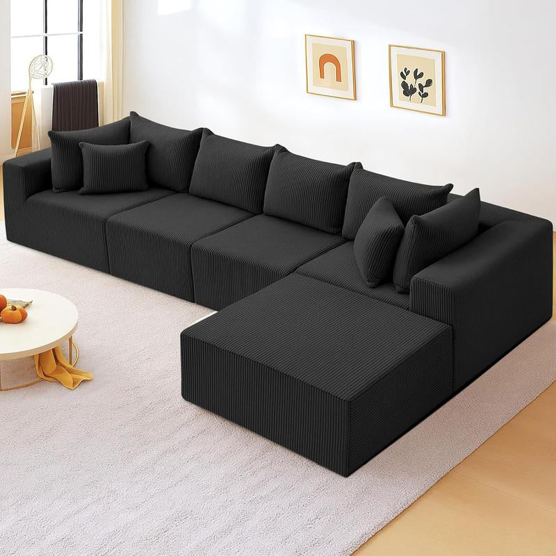 Oversize 131” L Shaped Modular Sectional Sofa Cloud Couches for Living Room,No Assembly Corduroy Convertible Sleeper Sofa Bed,Compression Memory Foam - Kiki of DC Styles Store
