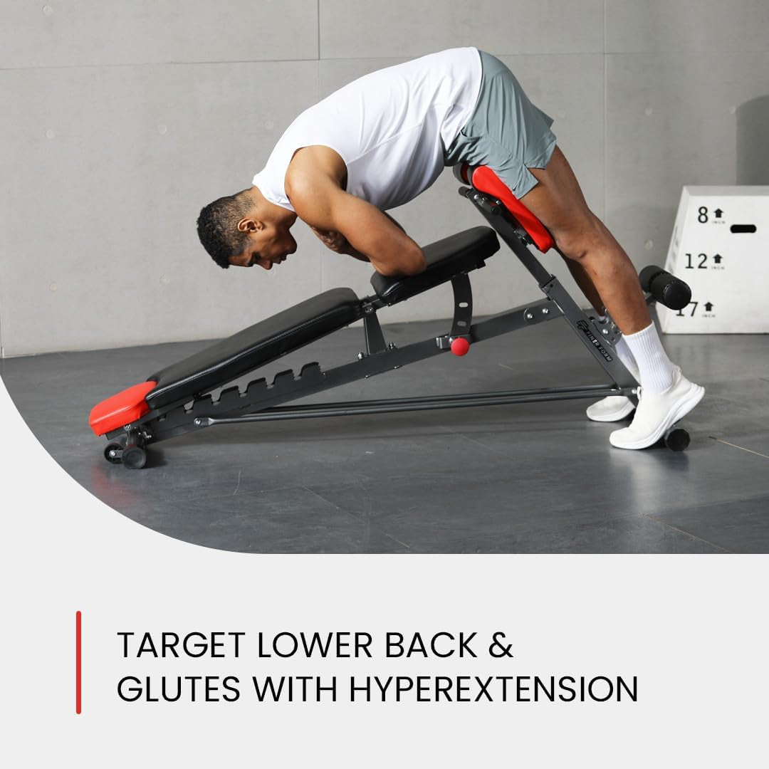 Elevate Your Fitness Routine with the Finer Form All-In-One Multi-Functional Weight Bench – Perfect for Full Body Workouts, Hyper Back Extensions, Adjustable Ab Exercises, and More!