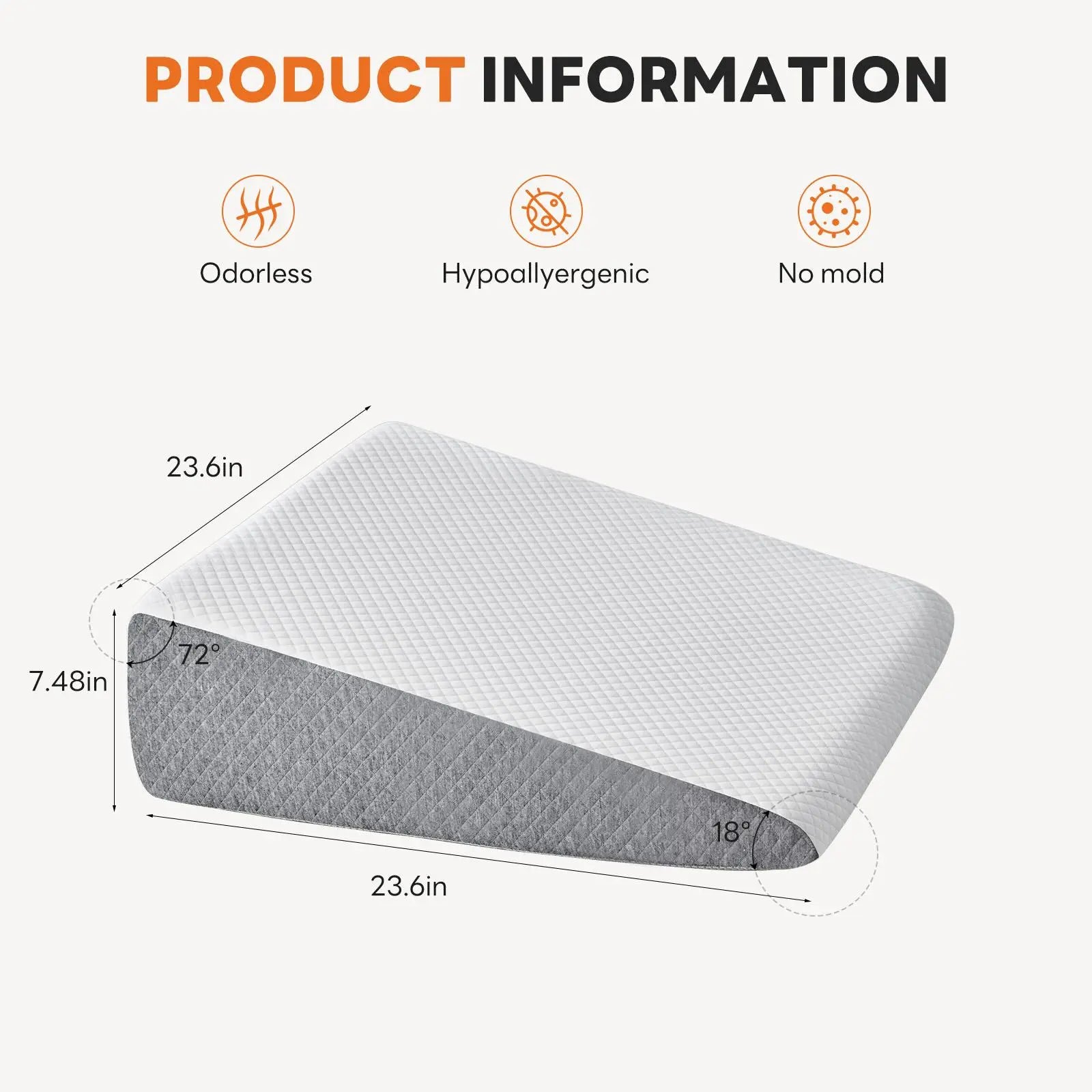 Ultimate Comfort Wedge Pillow for Sleep Apnea, Neck Pain Relief, and Back Support - Perfect for Post-Surgery Recovery and Acid Reflux Relief