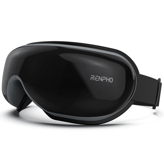 Eye Massager with Heat and Vibration – 5 Massage Modes, Bluetooth Connectivity, Adjustable Headband, USB Rechargeable – Black