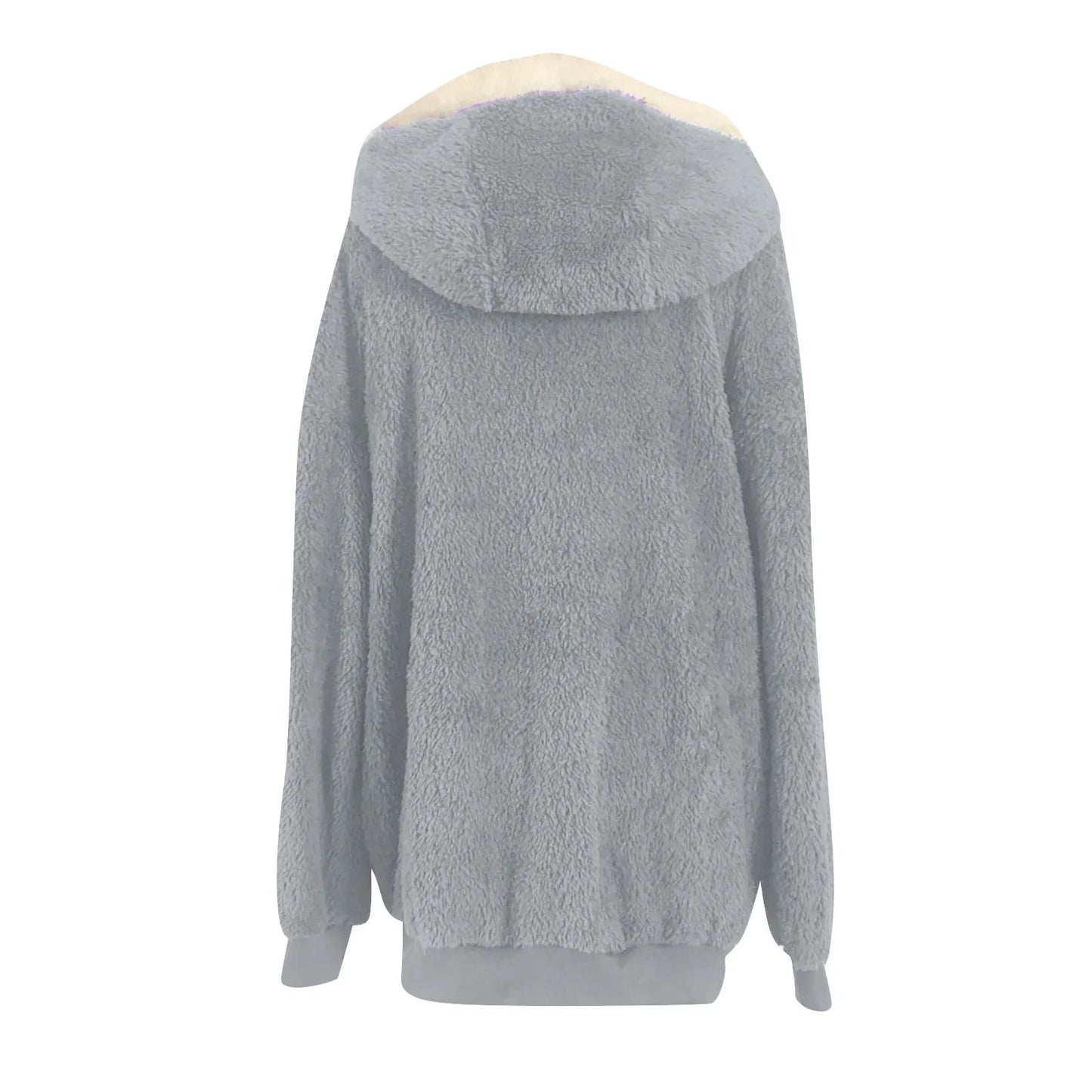 Christmas Deals 50% off Clear! Winter Long Coats for Women plus Size Winter Warm Loose Plush Zip Hooded Jacket Coat Gifts Christmas Gift