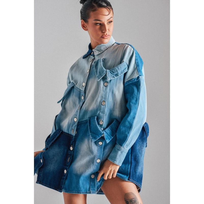 MONDAY BLUES DENIM MINI DRESS