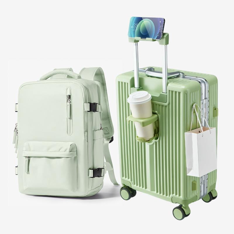 YGL Front Opening Luggage Sets Multifunctional Trolley Case Aluminum Frame Suitcase Set & TSA & Airline Certified Size, Carry-On Suitcase Can Be Used for Vacation, Travel, Business Trip, School and Outdoor Sports Carry-On Suitcase