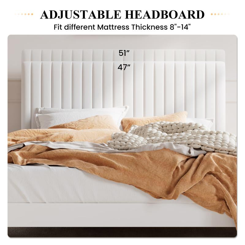 Luxurious SHA CERLIN Velvet Upholstered Platform Bed Frame with Adjustable Headboard - Sturdy and Stylish Design (Frame Only, Box Spring Optional) - Kiki of DC Styles Store