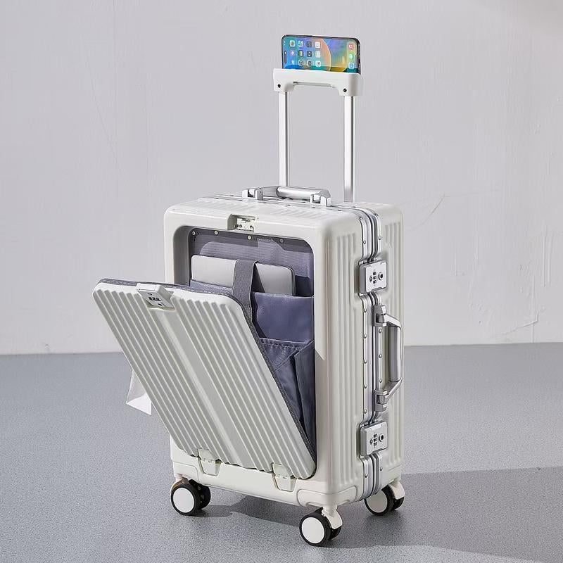 YGL Front Opening Luggage Sets Multifunctional Trolley Case Aluminum Frame Suitcase Set & TSA & Airline Certified Size, Carry-On Suitcase Can Be Used for Vacation, Travel, Business Trip, School and Outdoor Sports Carry-On Suitcase