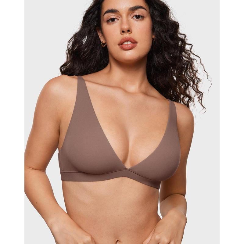 INLYRIC Women's Soft Plunge Bralette - Deep V Unlined Triangle Sleep Bra for Ultimate Comfort - Kiki of DC Styles Store