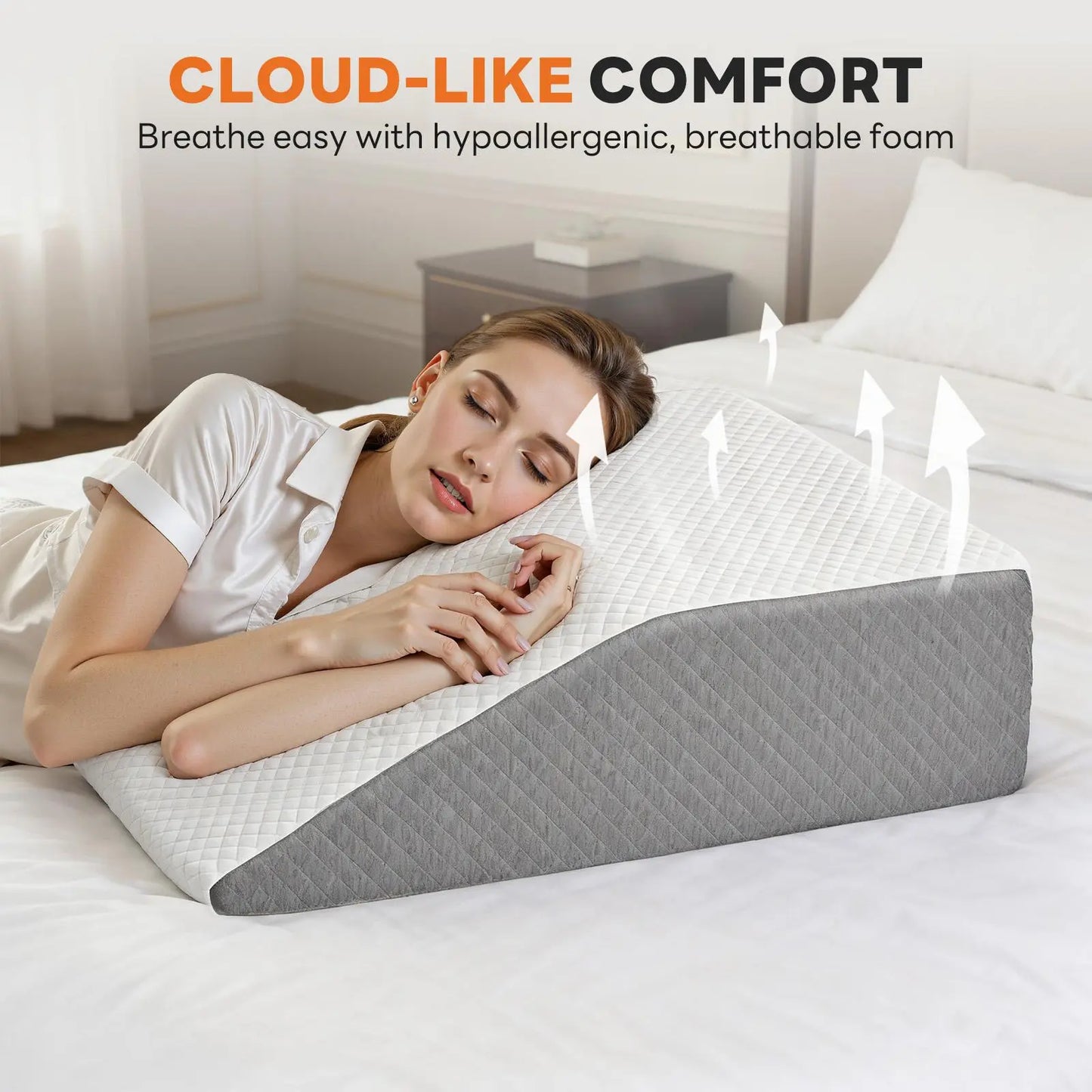 Ultimate Comfort Wedge Pillow for Sleep Apnea, Neck Pain Relief, and Back Support - Perfect for Post-Surgery Recovery and Acid Reflux Relief