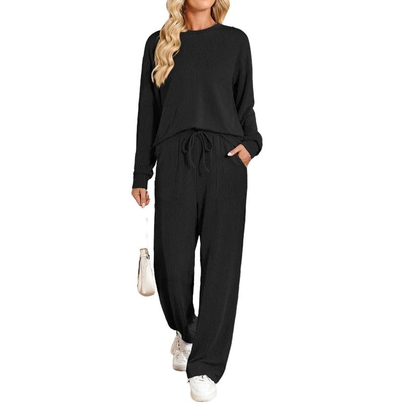 Lounge Sets for Women 2 Piece Outfits Casual Long Sleeve Sweatshirts and Wide Leg Pants Tracksuit Sets