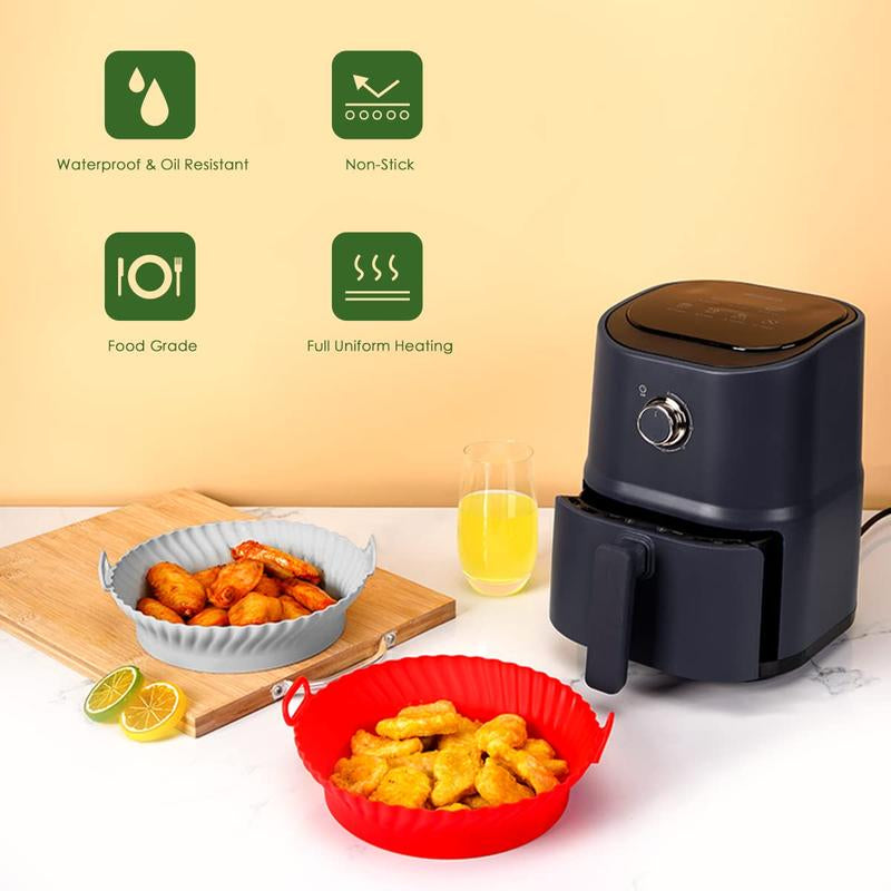 3Pcs Silicone Air Fryer Liners 8.6" Air Fryer Liners Reusable, Silicone Air Fryer Basket Heat Resistant Easy Cleaning Air Fryer Silicone Pot Air Fryer Oven Accessories - Kiki of DC Styles Store