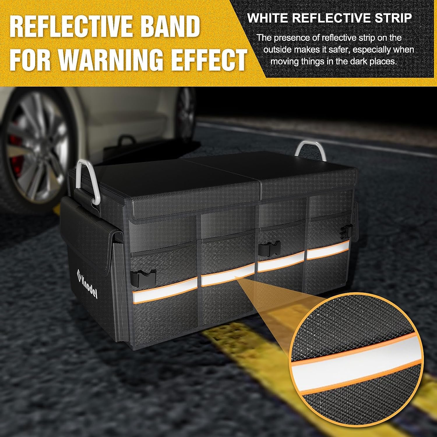 Car Trunk Organizer, Car Organizer with Lid, Heavy Duty Collapsible Trunk Storage for SUV, Truck, Cargo Trunk Organizer with Lid (Medium, Black) - Kiki of DC Styles Store