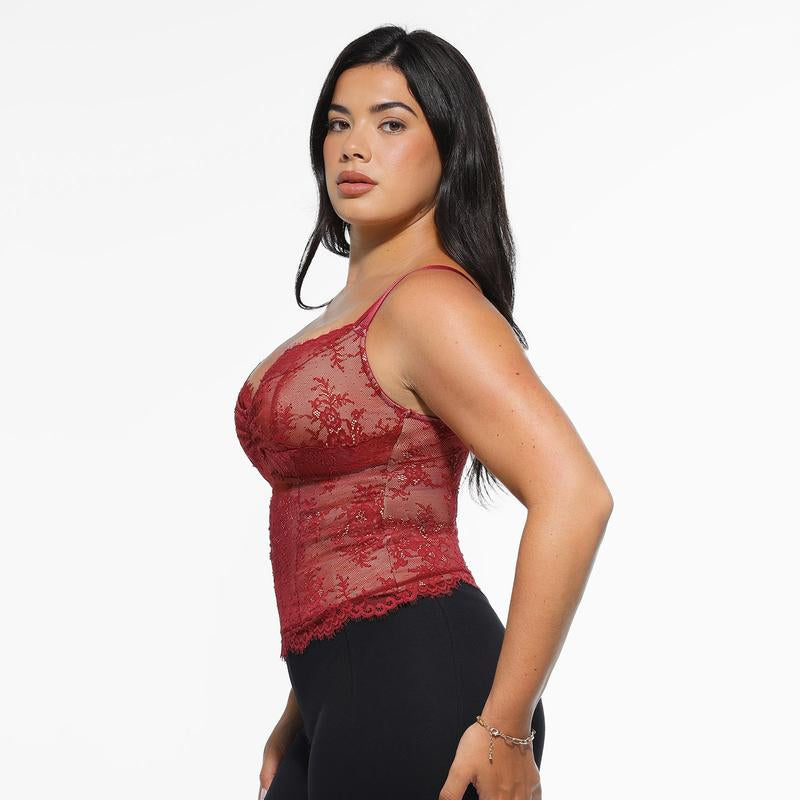 Popilush Sexy Lace Top - Deep U Neck Adjustable Straps for Women - Kiki of DC Styles Store