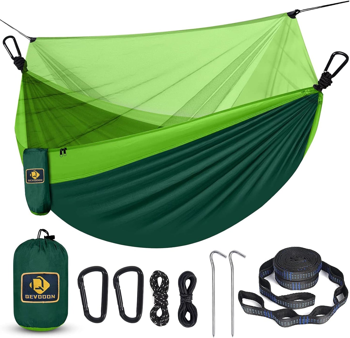 Camping Hammock with Net,Travel Portable Lightweight Hammocks with Tree Straps and Solid D-Shape Carabiners,Parachute Nylon Hammock for Outsides Backpacking Beach Backyard Patio Hiking - Kiki of DC Styles Store